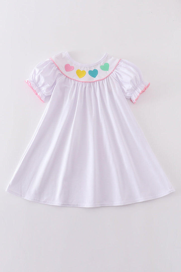 Valentine's Day Heart Embroidery Girl Dress