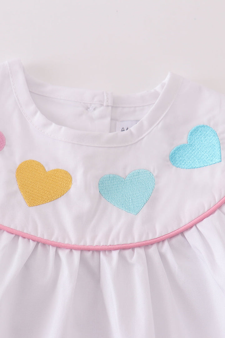 Premium White Valentine Heart Embroidery Girl Bubble