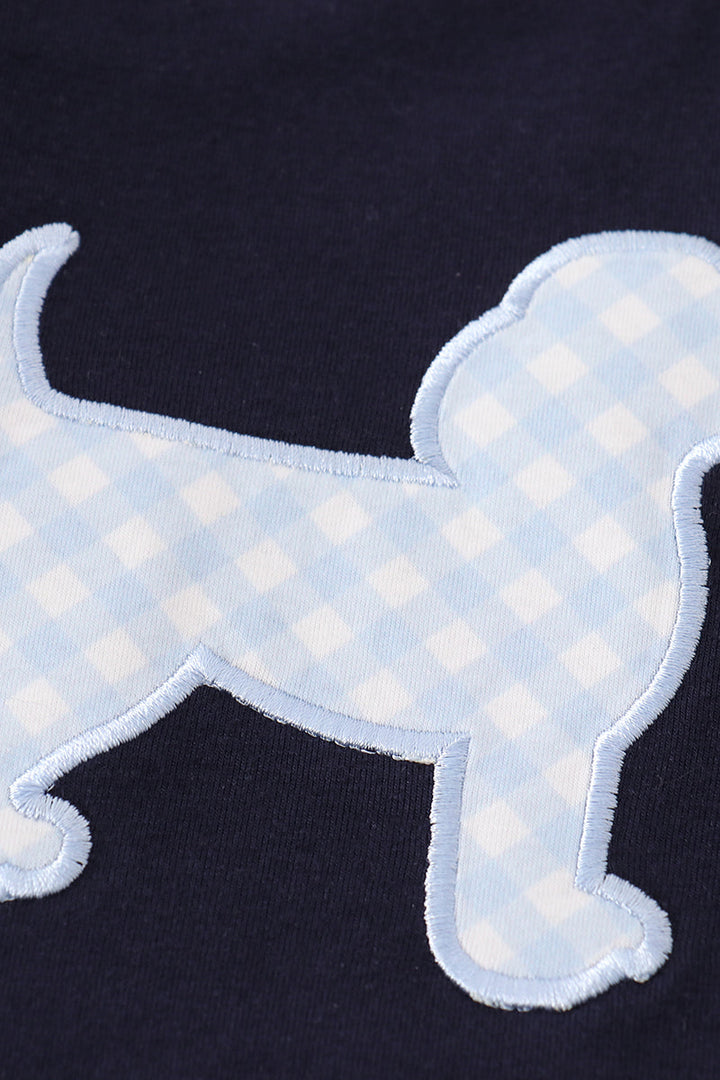 Navy Valentine Puppy Heart Applique Boy Set