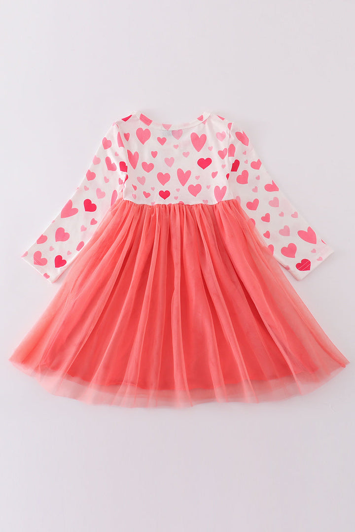 Pink Valentine Heart Ruffle Girl Tutu Dress