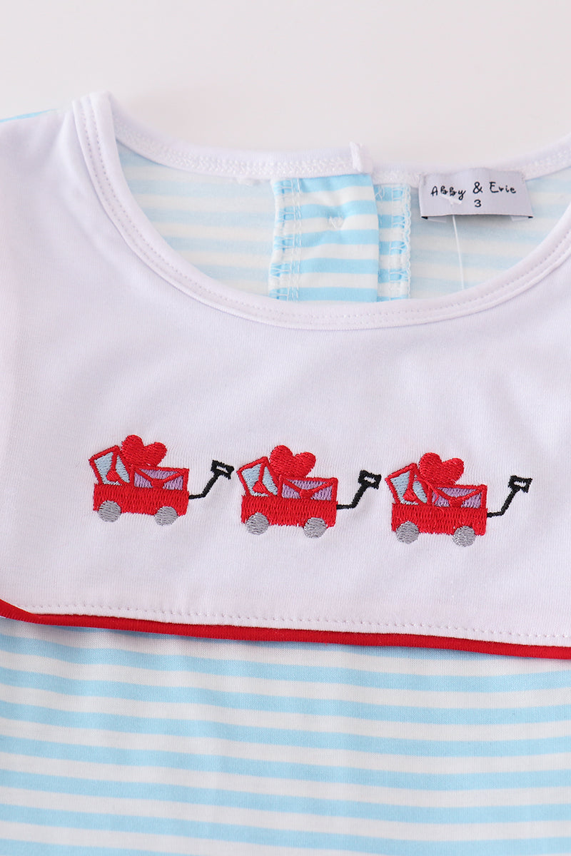 Valentine's Day Heart Envelope Embroidery Stripe Boy Set