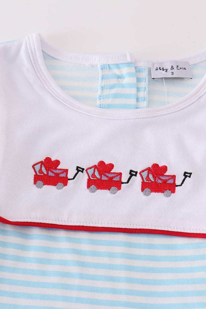 Valentine's Day Heart Envelope Embroidery Stripe Boy Set