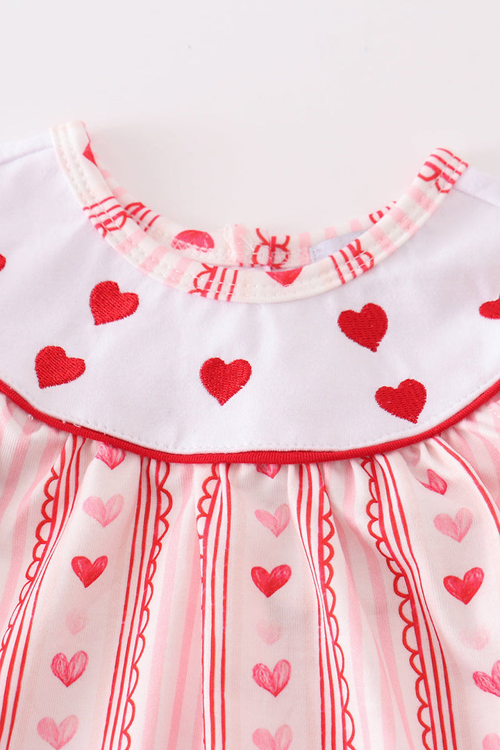 Valentine's Day Heart Embroidery Girl Bloomer Set