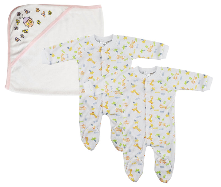 Girl Closed-toe Sleep & Play (Pack of 3 )