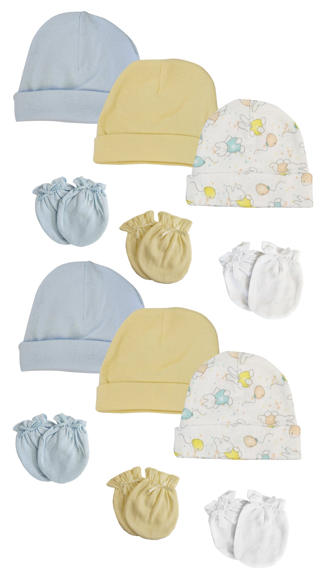 Boys Baby Caps and Mittens (Pack of 12)