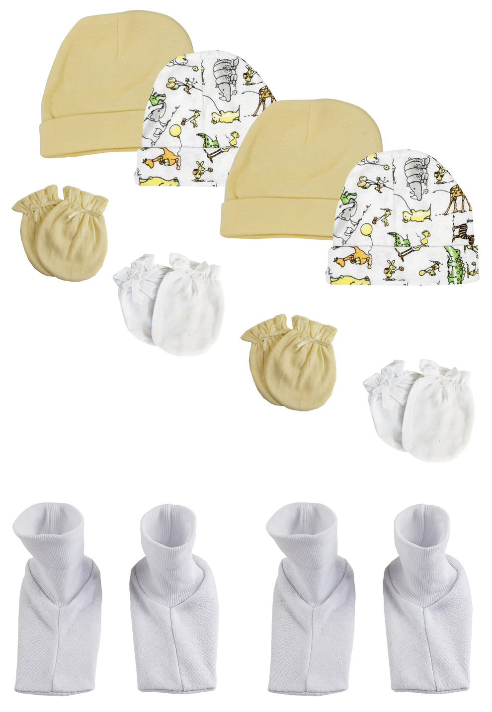 Baby Boy, Baby Girl, Unisex Infant Caps, Booties and Mittens (Pack of 10)