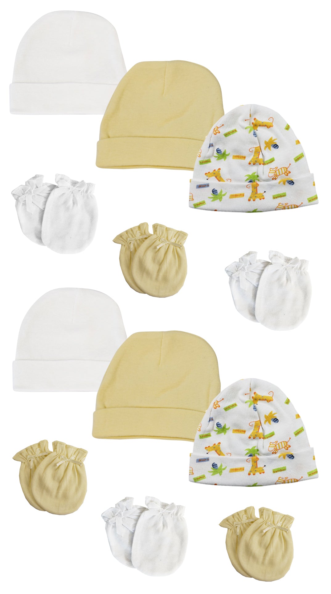 Baby Boy, Baby Girl, Unisex Infant Caps and Mittens (Pack of 12)