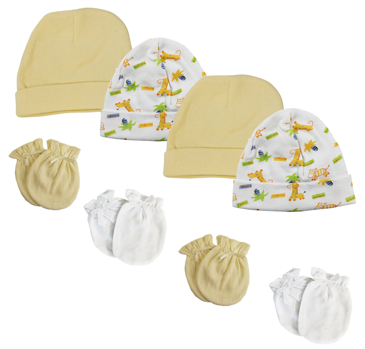 Baby Boy, Baby Girl, Unisex Infant Caps and Mittens (Pack of 8)