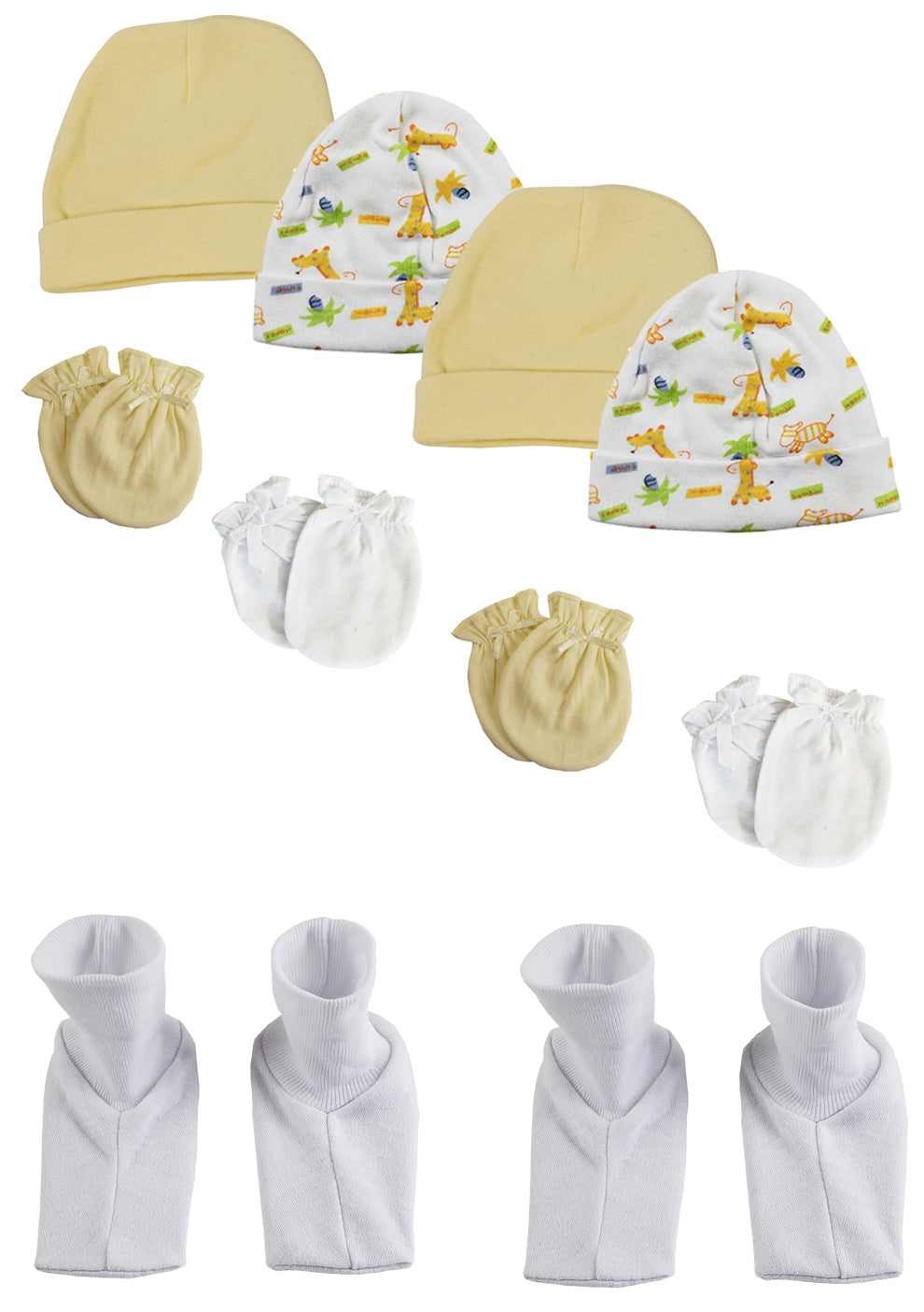 Baby Boy, Baby Girl, Unisex Infant Caps, Booties and Mittens (Pack of 10)