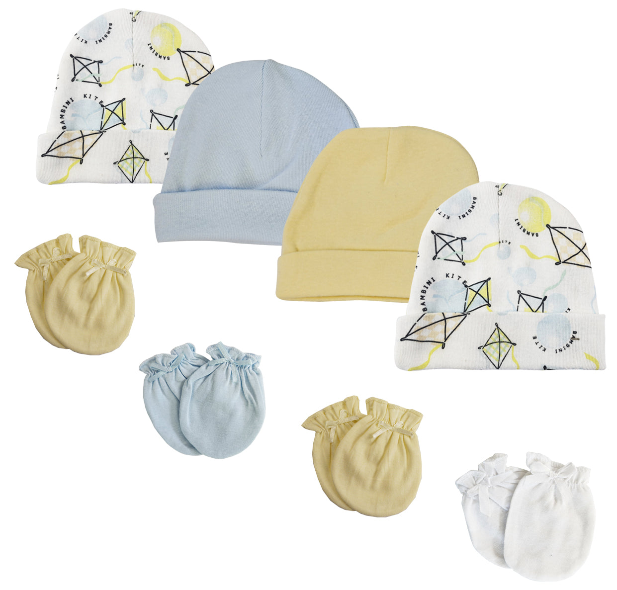 Baby Boys Caps and Mittens (Pack of 8)