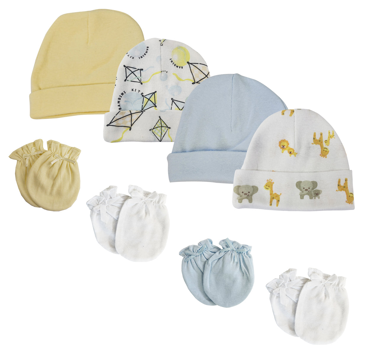 Baby Boys Caps and Mittens (Pack of 8)