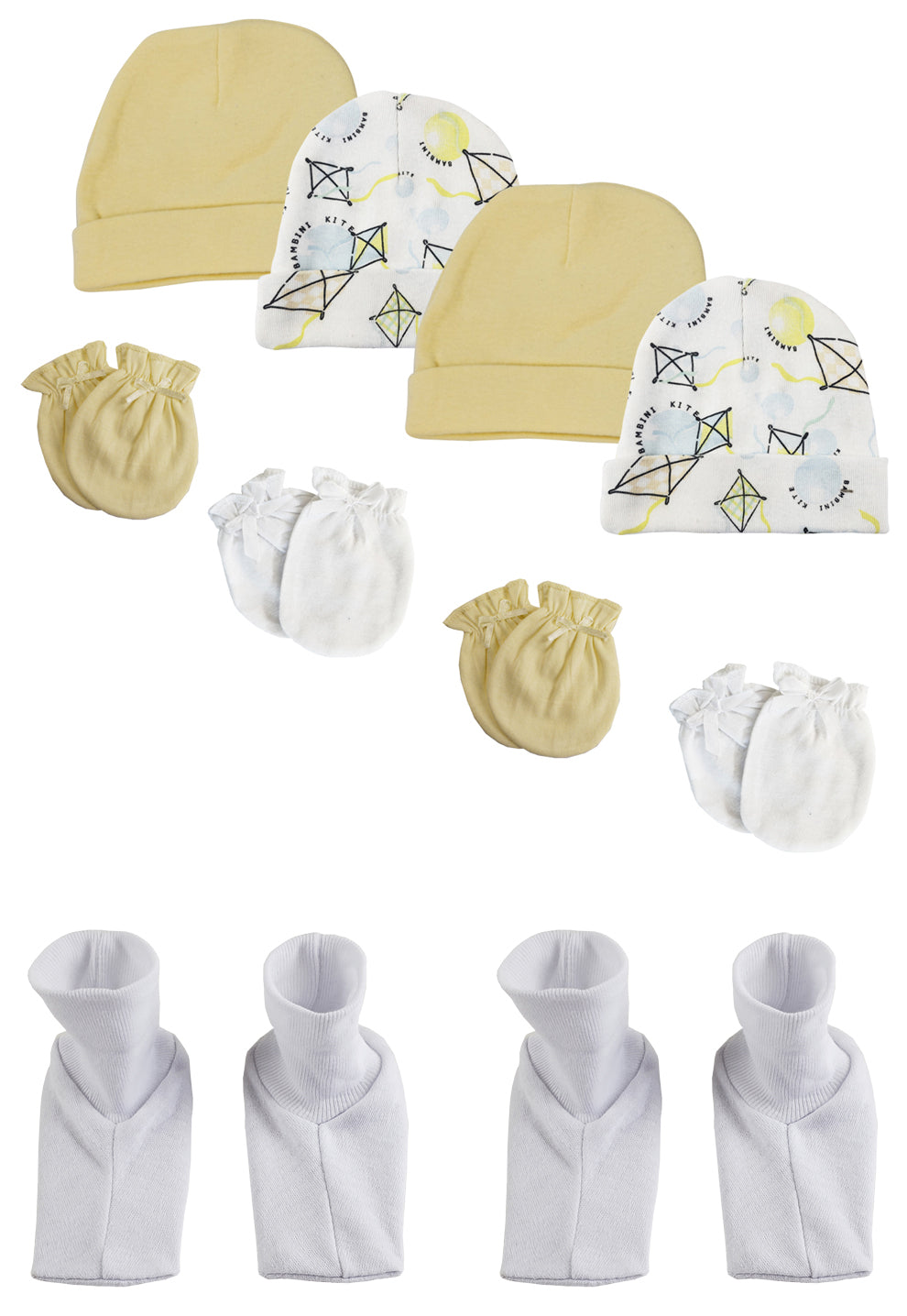 Baby Boy, Baby Girl, Unisex Infant Caps, Booties and Mittens (Pack of 10)