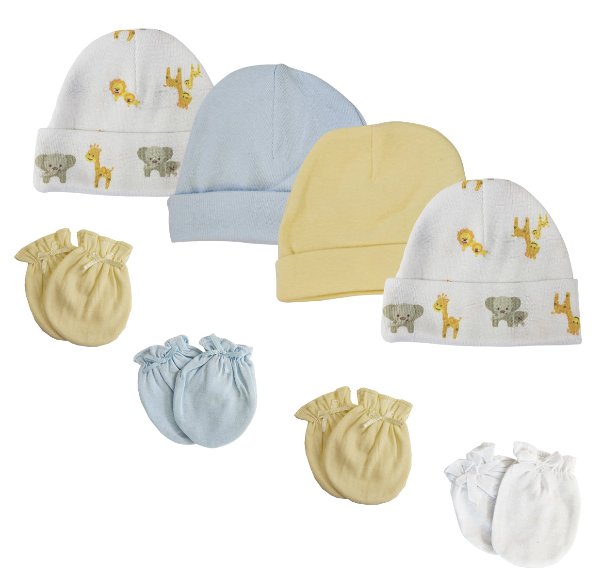 Baby Boys Caps and Mittens (Pack of 8)