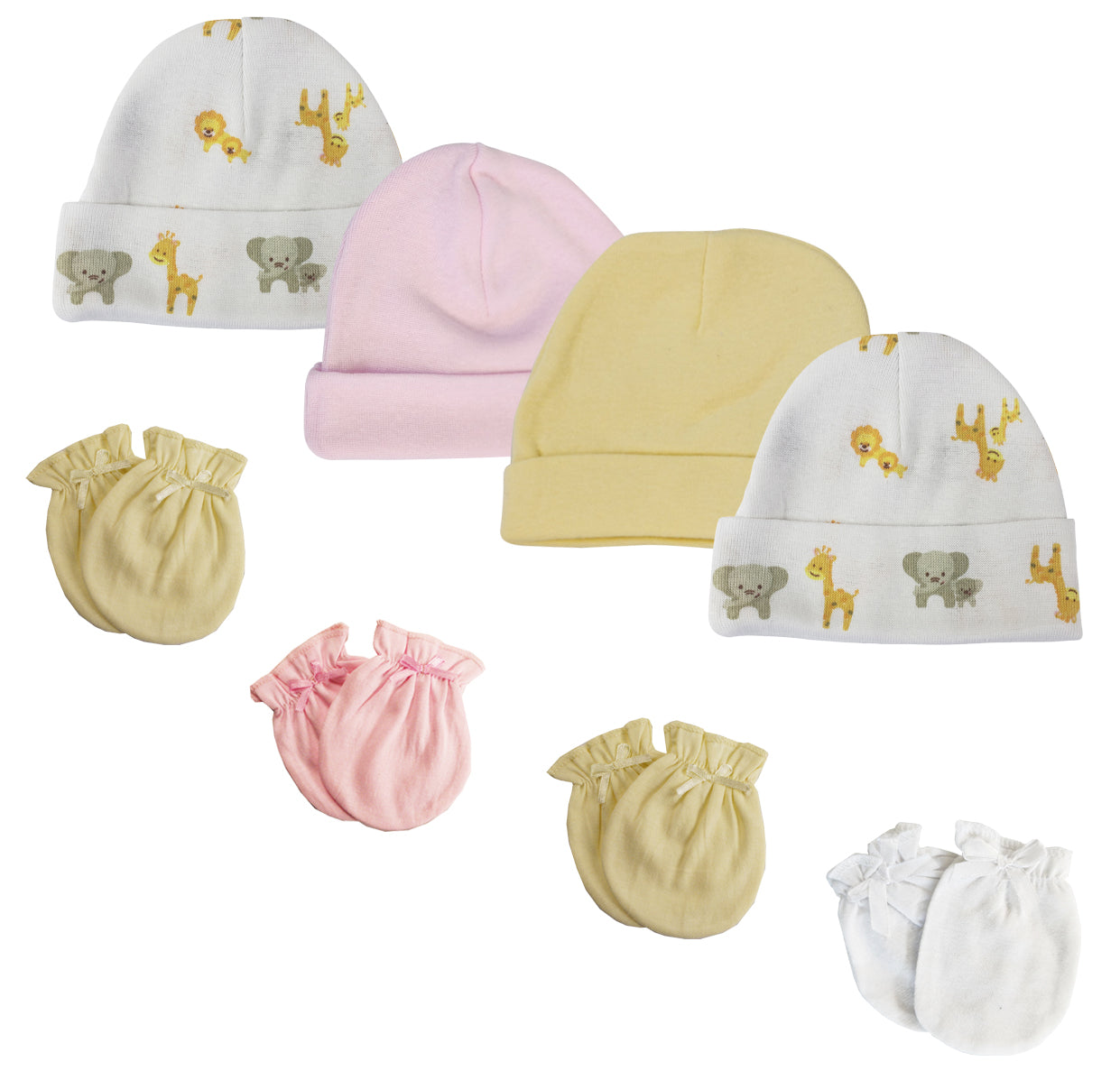 Baby Girls Caps and Mittens (Pack of 8)