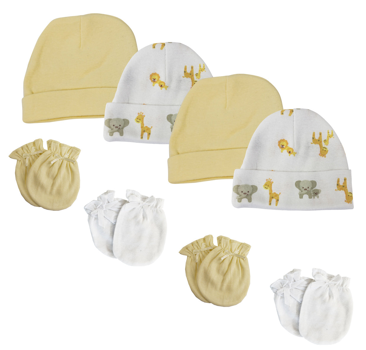 Baby Boy, Baby Girl, Unisex Infant Caps and Mittens (Pack of 8)