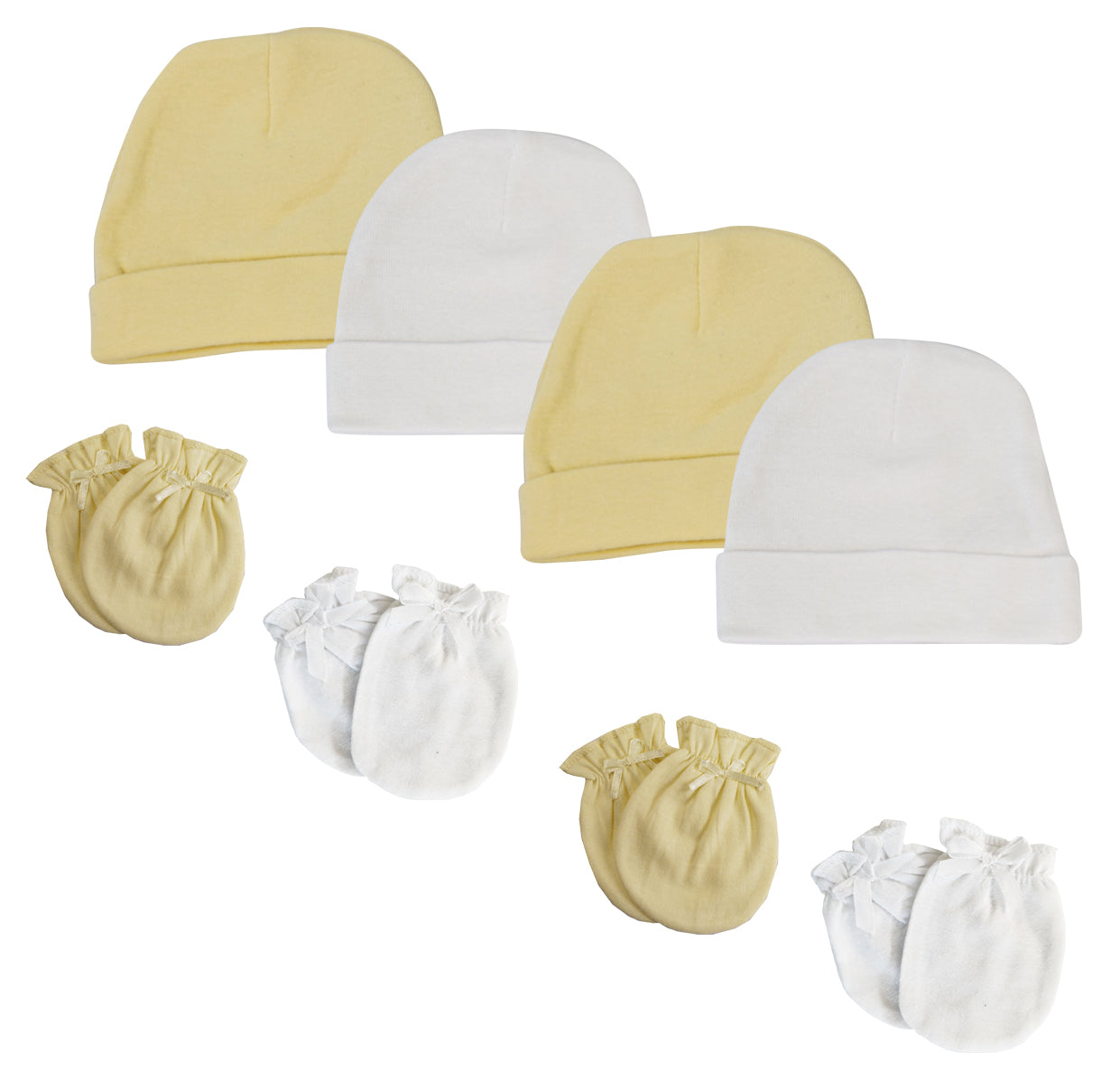 Baby Boy, Baby Girl, Unisex Infant Caps and Mittens (Pack of 8)
