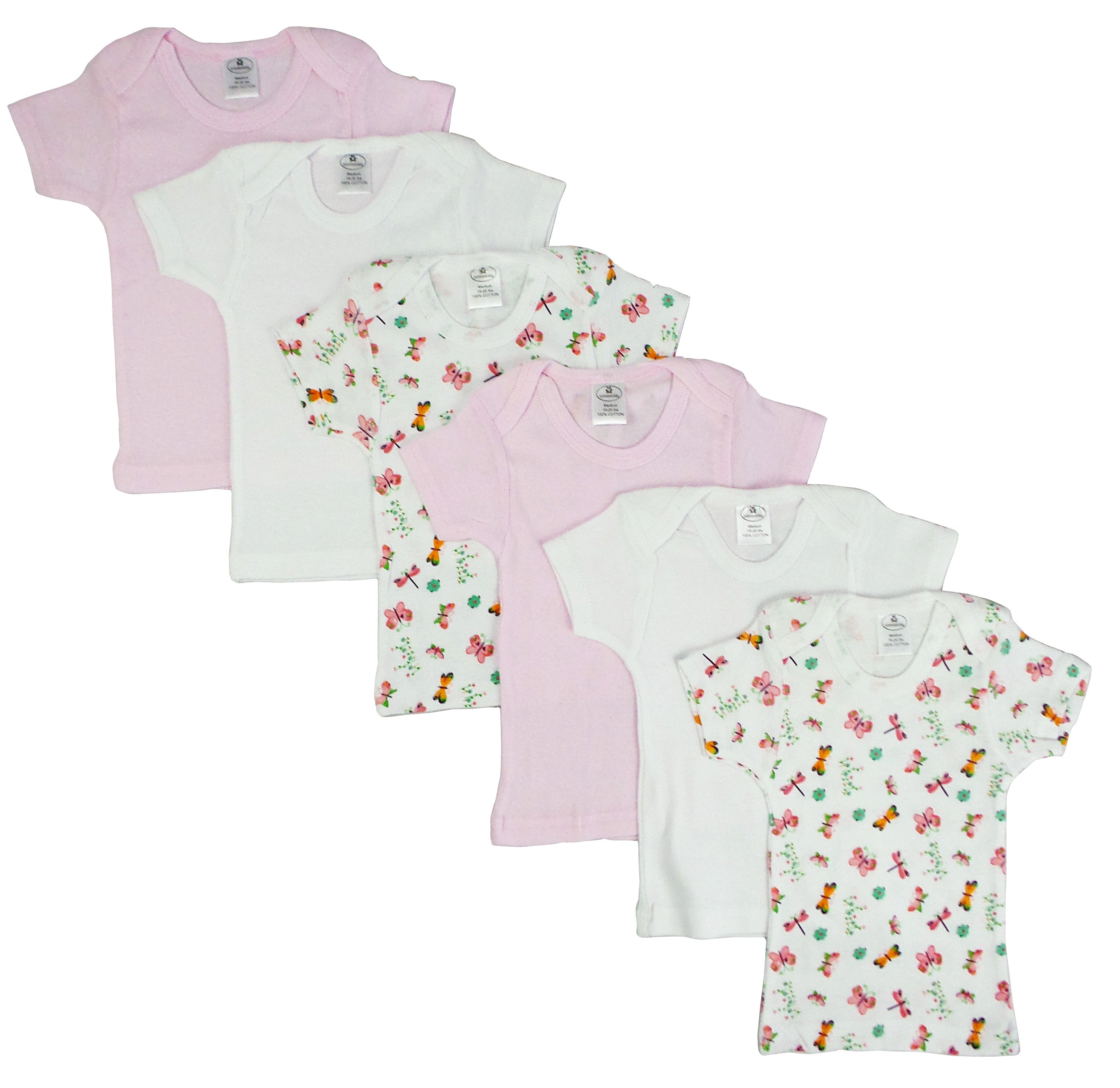 Girls Pastel Variety Short Sleeve Lap T-shirts 6 Pack