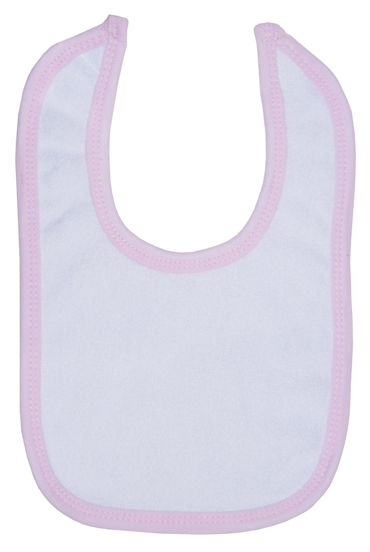 White Terry Bib with Pink Trim