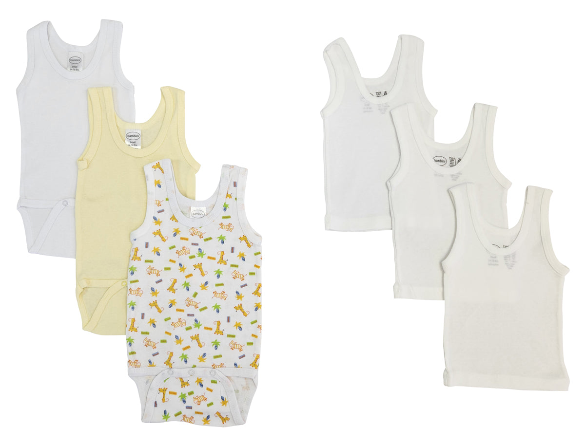 Unisex Baby 6 Pc Onezies and Tank Tops