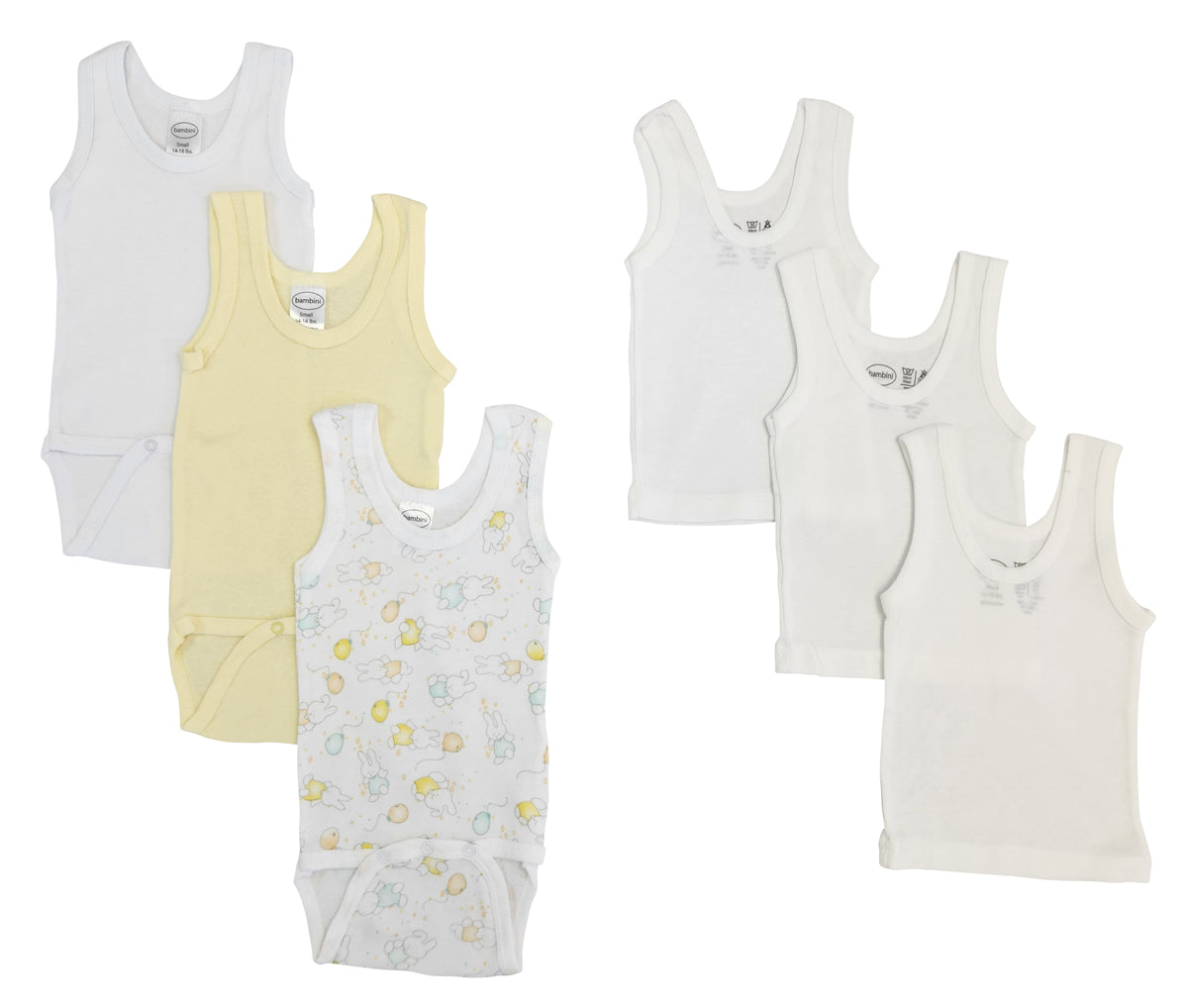 Unisex Baby 6 Pc Onezies and Tank Tops