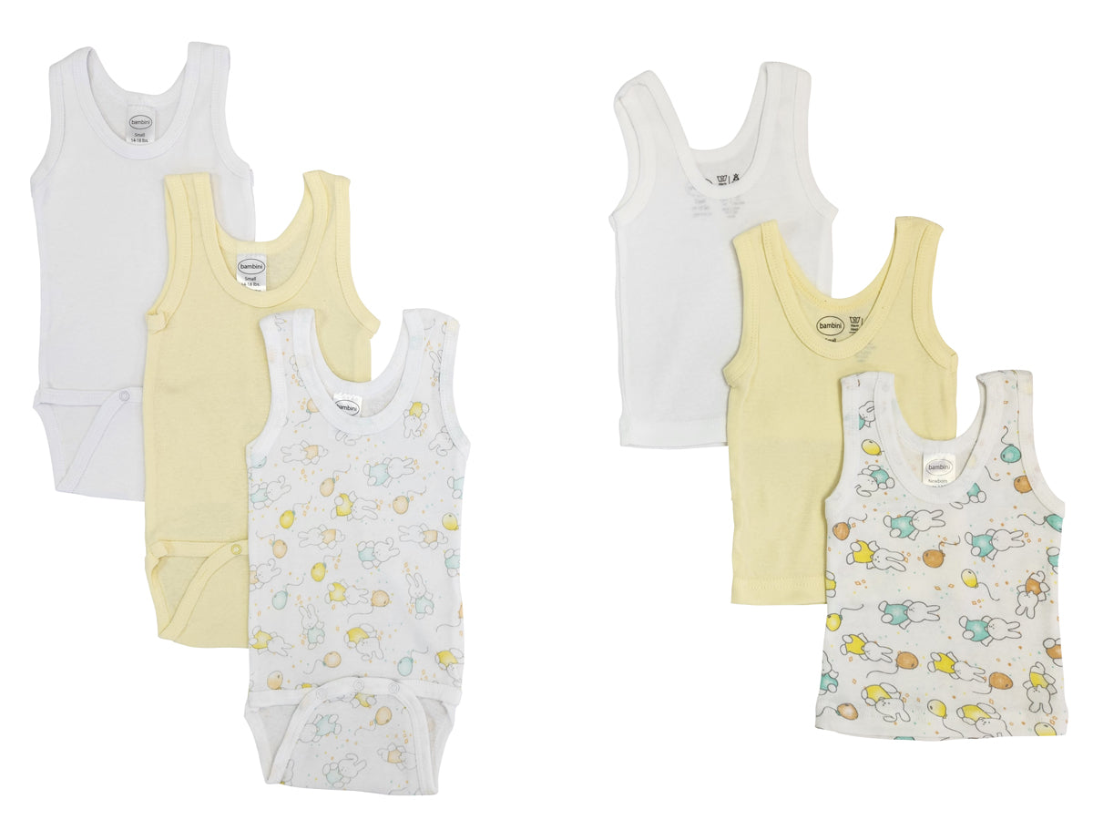 Unisex Baby 6 Pc Onezies and Tank Tops