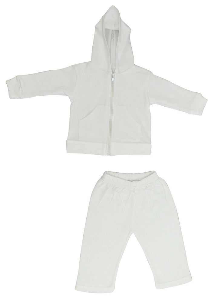 White Interlock Sweat Pants and Hoodie Set