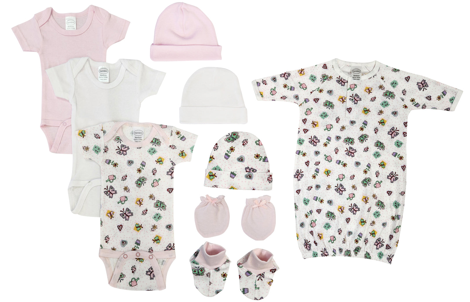 Newborn Baby Girl 9 Pc Layette Sets