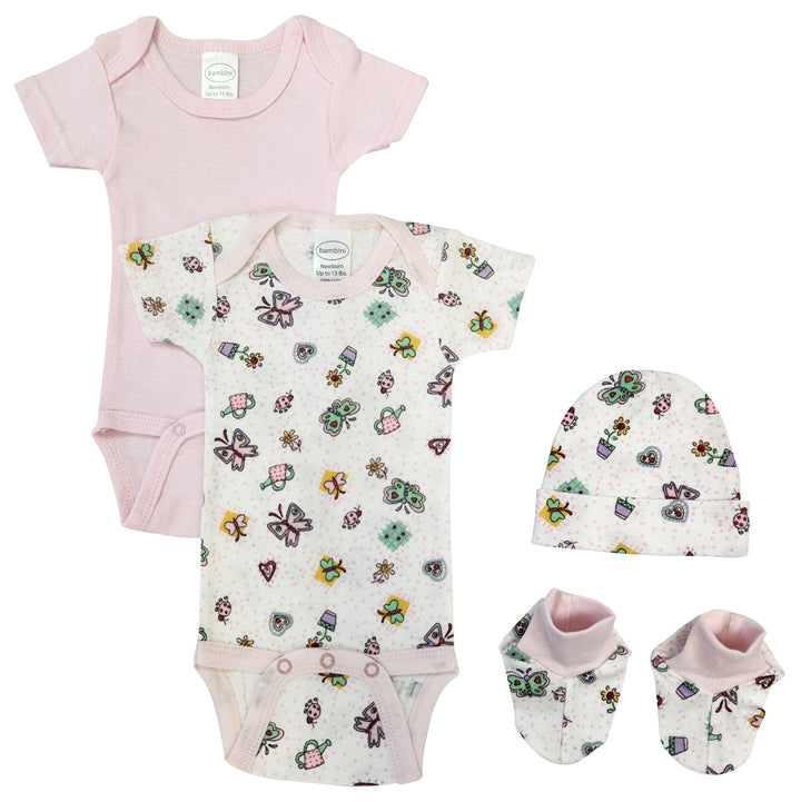 Newborn Baby Girl 4 Pc Layette Sets