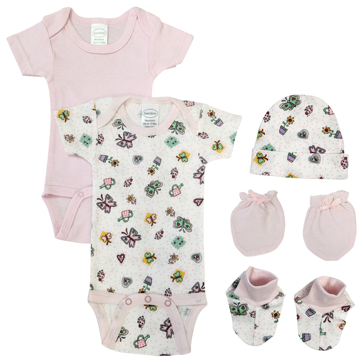 Newborn Baby Girl 5 Pc Layette Sets