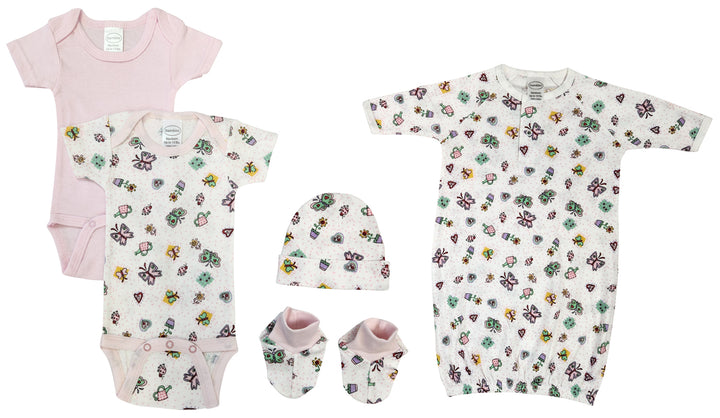 Newborn Baby Girl 5 Pc Layette Sets