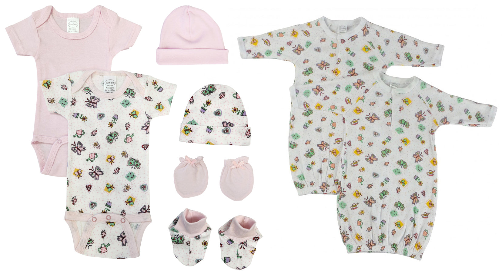 Newborn Baby Girl 8 Pc Layette Sets
