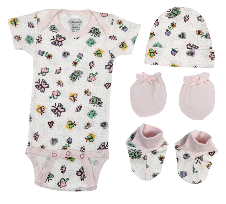 Newborn Baby Girl 4 Pc Layette Sets