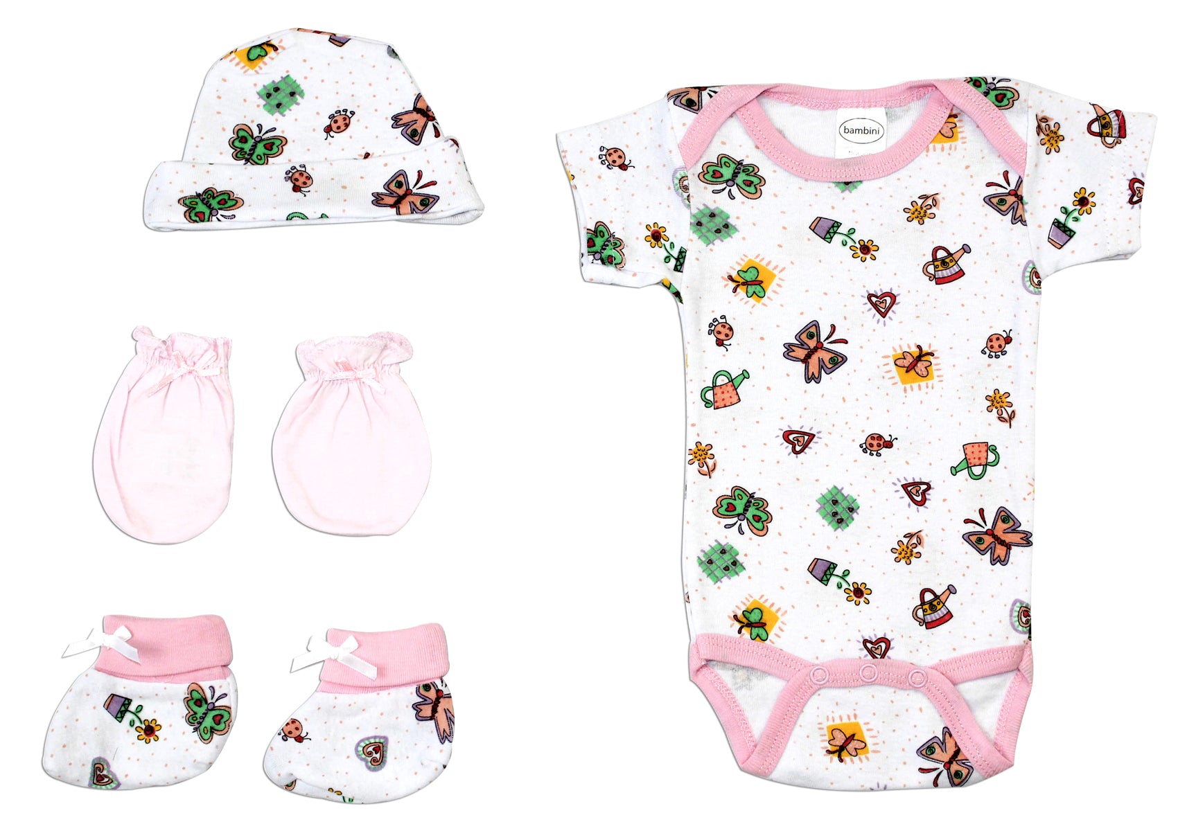 Newborn Baby Girls 4 Pc Layette Baby Shower Gift Set