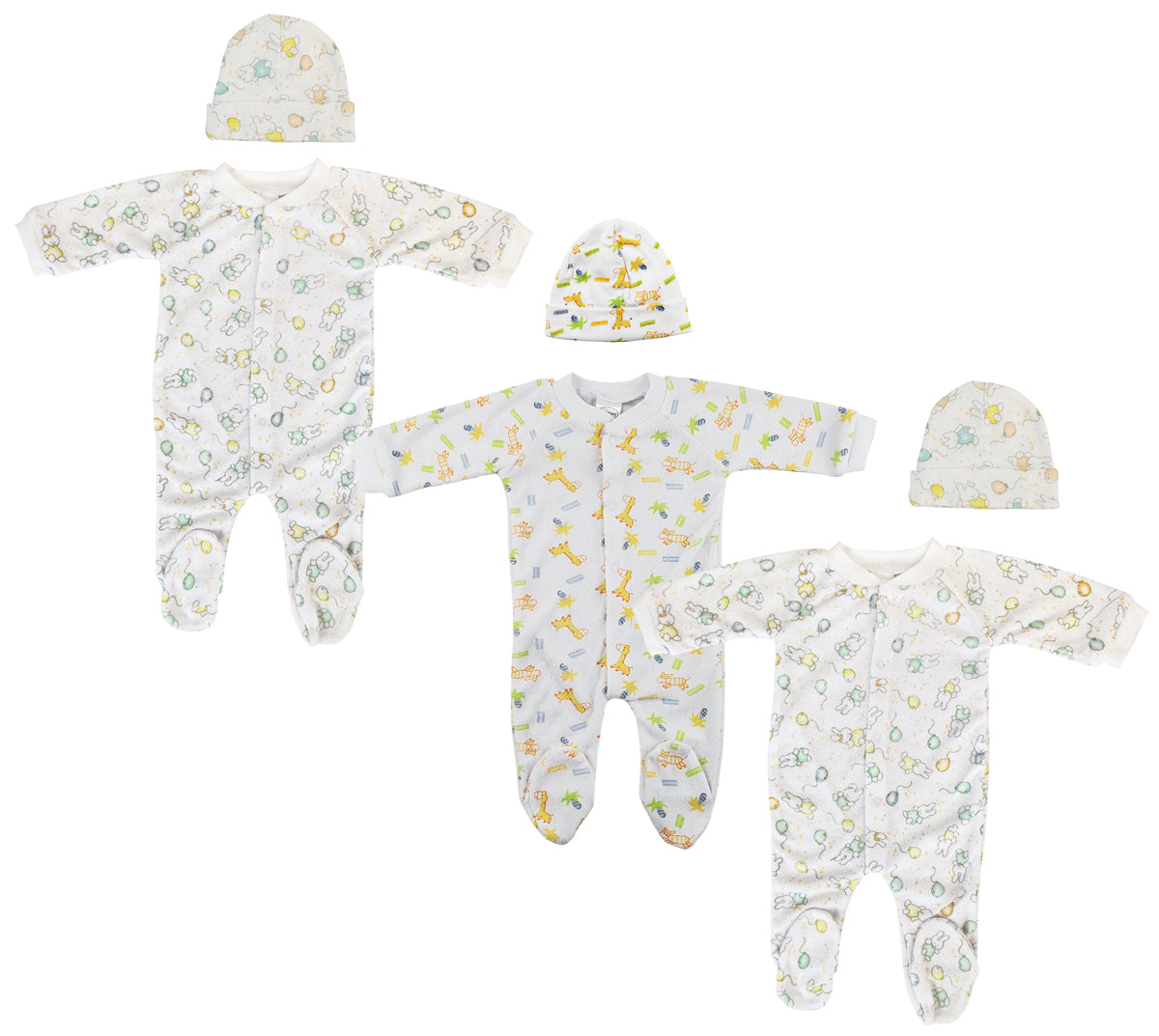 Unisex Closed-toe Sleep & Play with Caps (Pack of 6 )