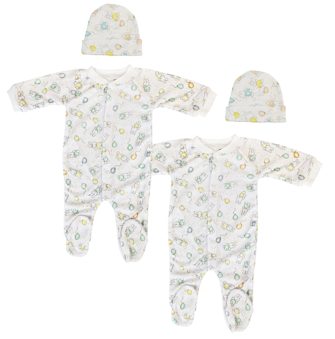 Unisex Closed-toe Sleep & Play with Caps (Pack of 4 )