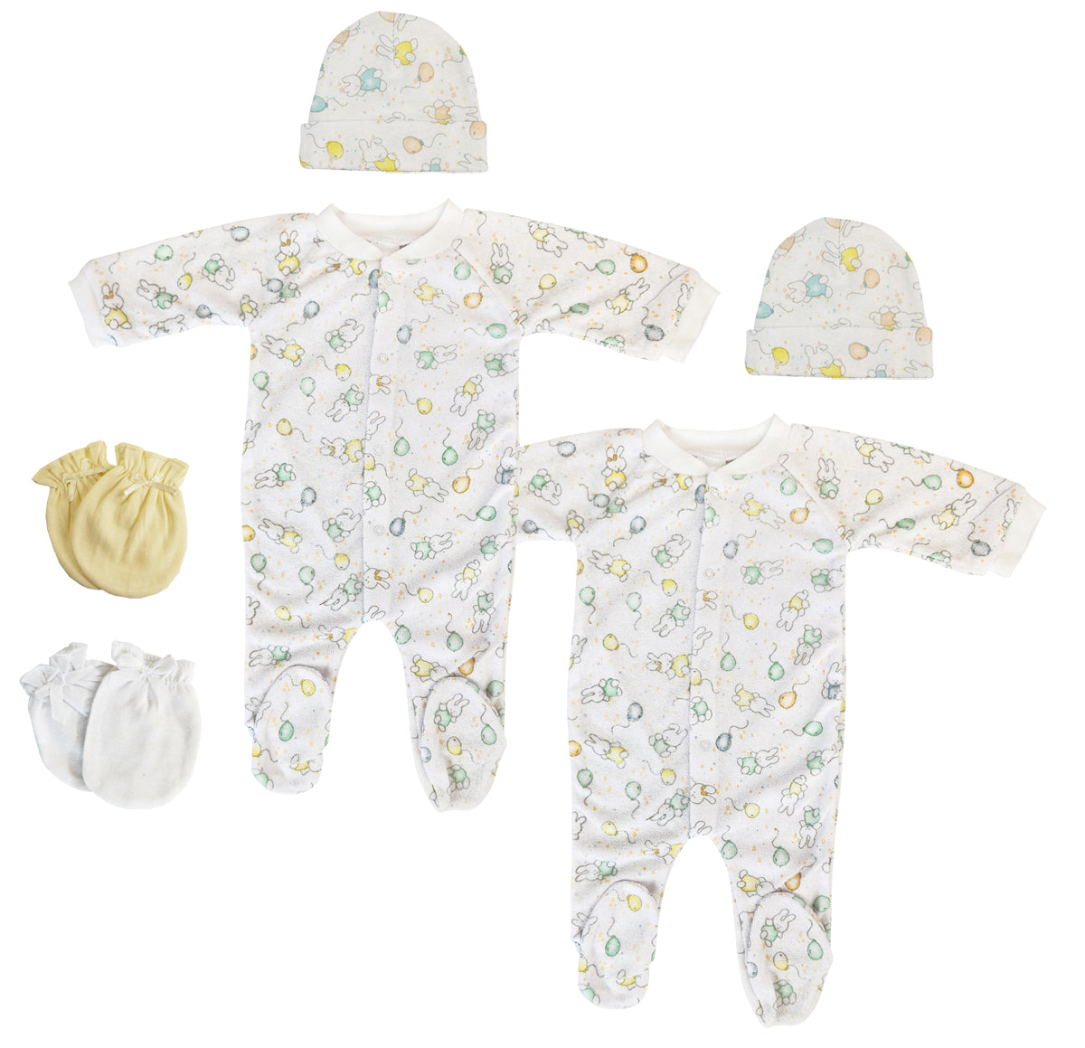 Unisex Closed-toe Sleep & Play with Caps (Pack of 6 )