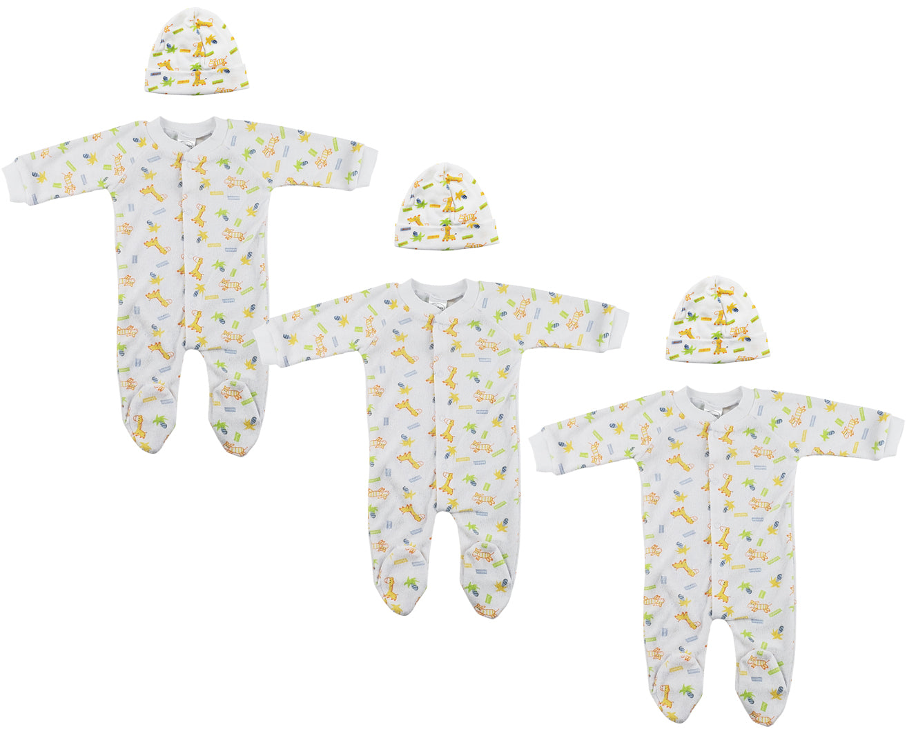 Unisex Closed-toe Sleep & Play with Caps (Pack of 6 )