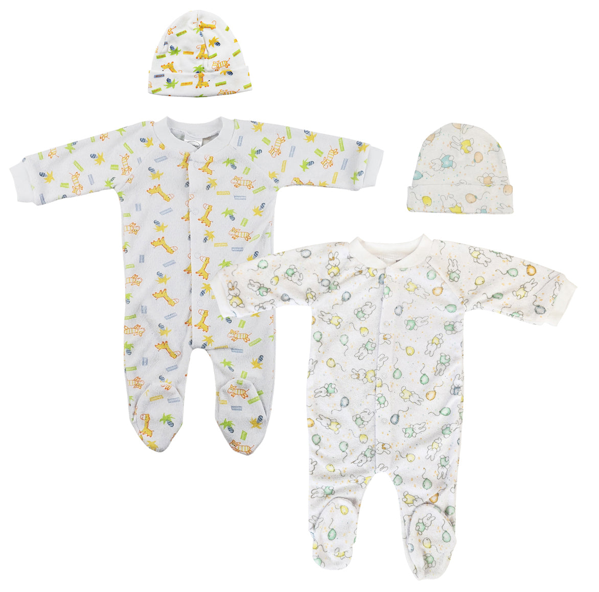 Unisex Closed-toe Sleep & Play with Caps (Pack of 4 )