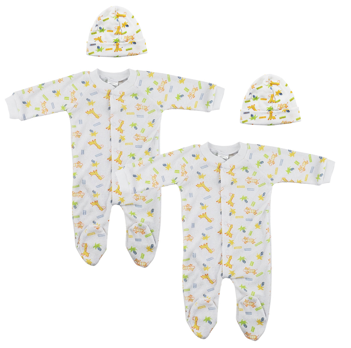 Unisex Closed-toe Sleep & Play with Caps (Pack of 4 )