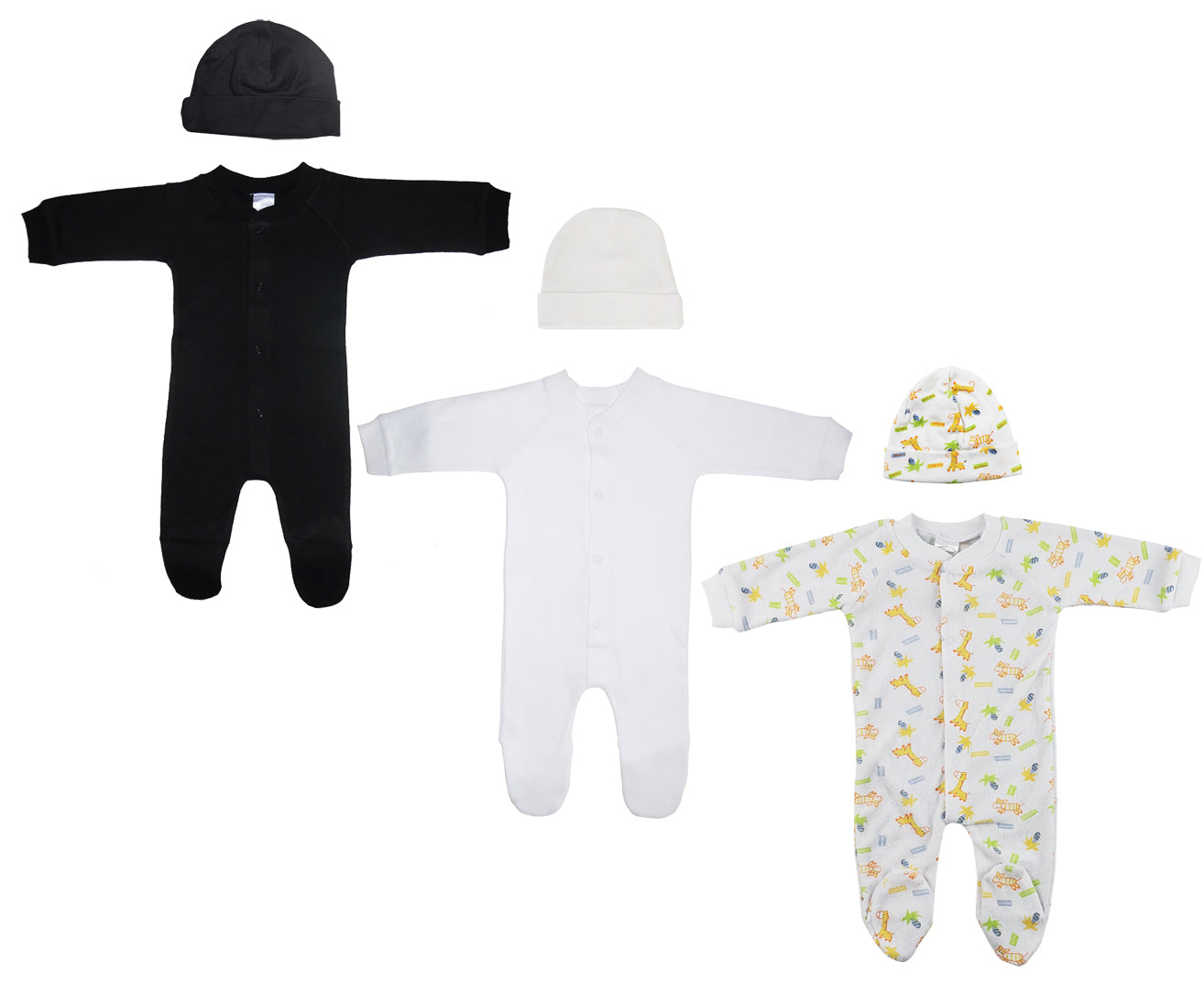 Unisex Closed-toe Sleep & Play with Caps (Pack of 6 )