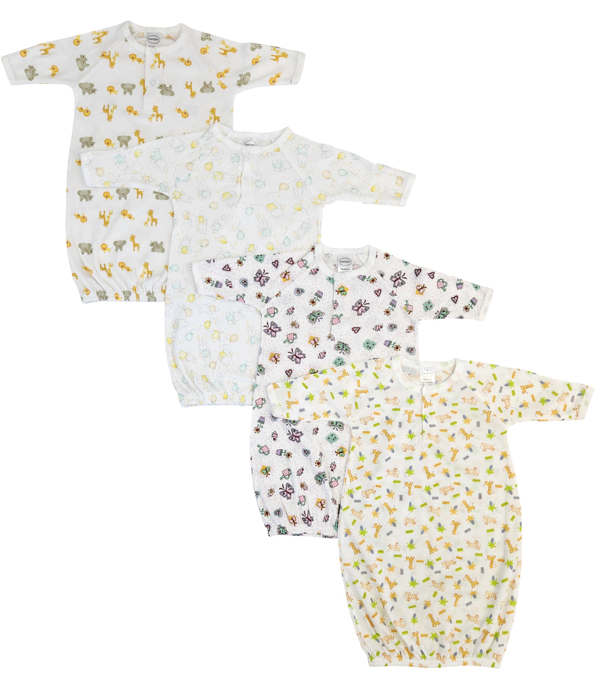 Unisex Newborn Baby 4 Piece Gown Set