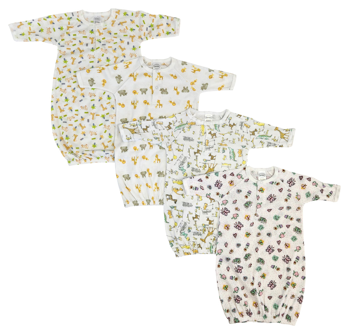 Unisex Newborn Baby 4 Piece Gown Set