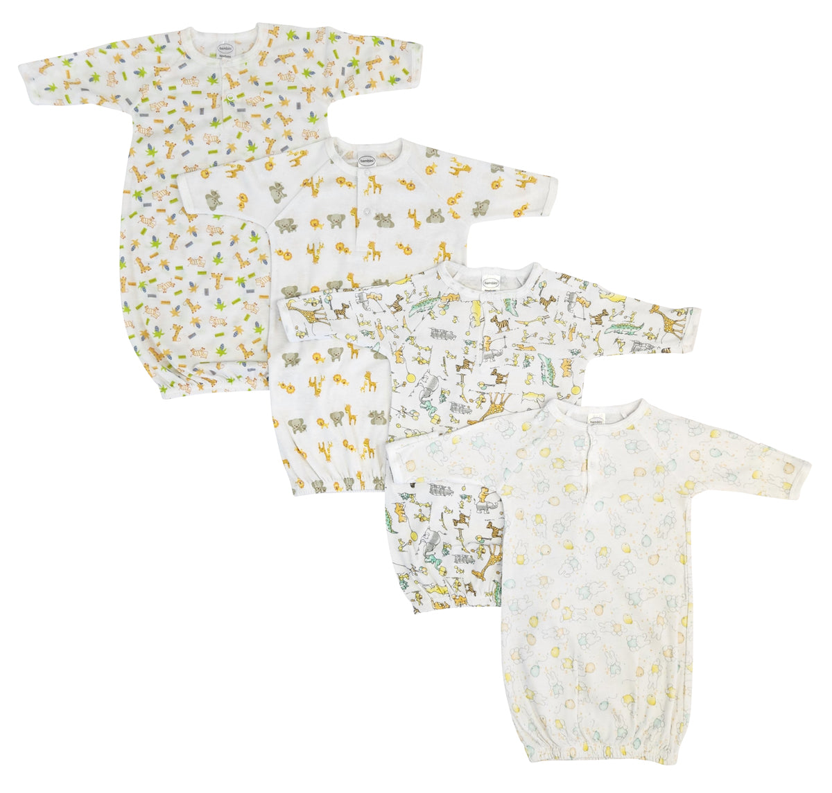 Unisex Newborn Baby 4 Piece Gown Set