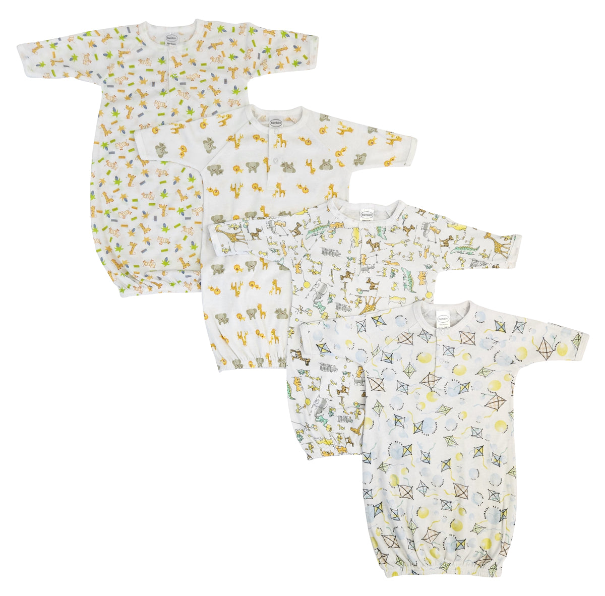 Unisex Newborn Baby 4 Piece Gown Set