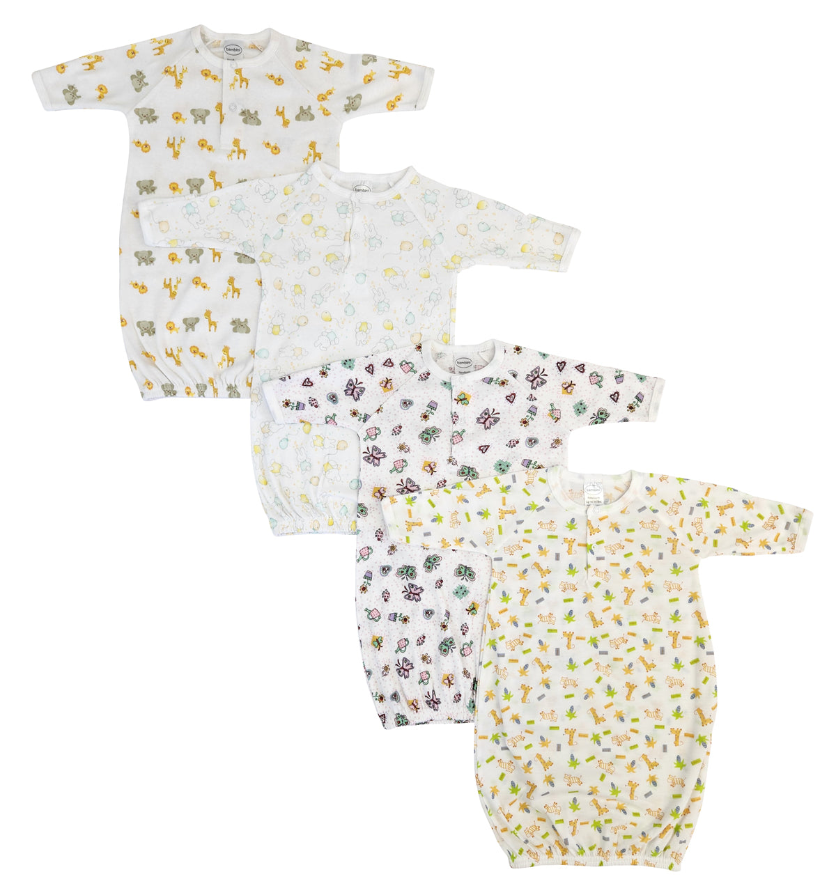 Unisex Newborn Baby 4 Piece Gown Set