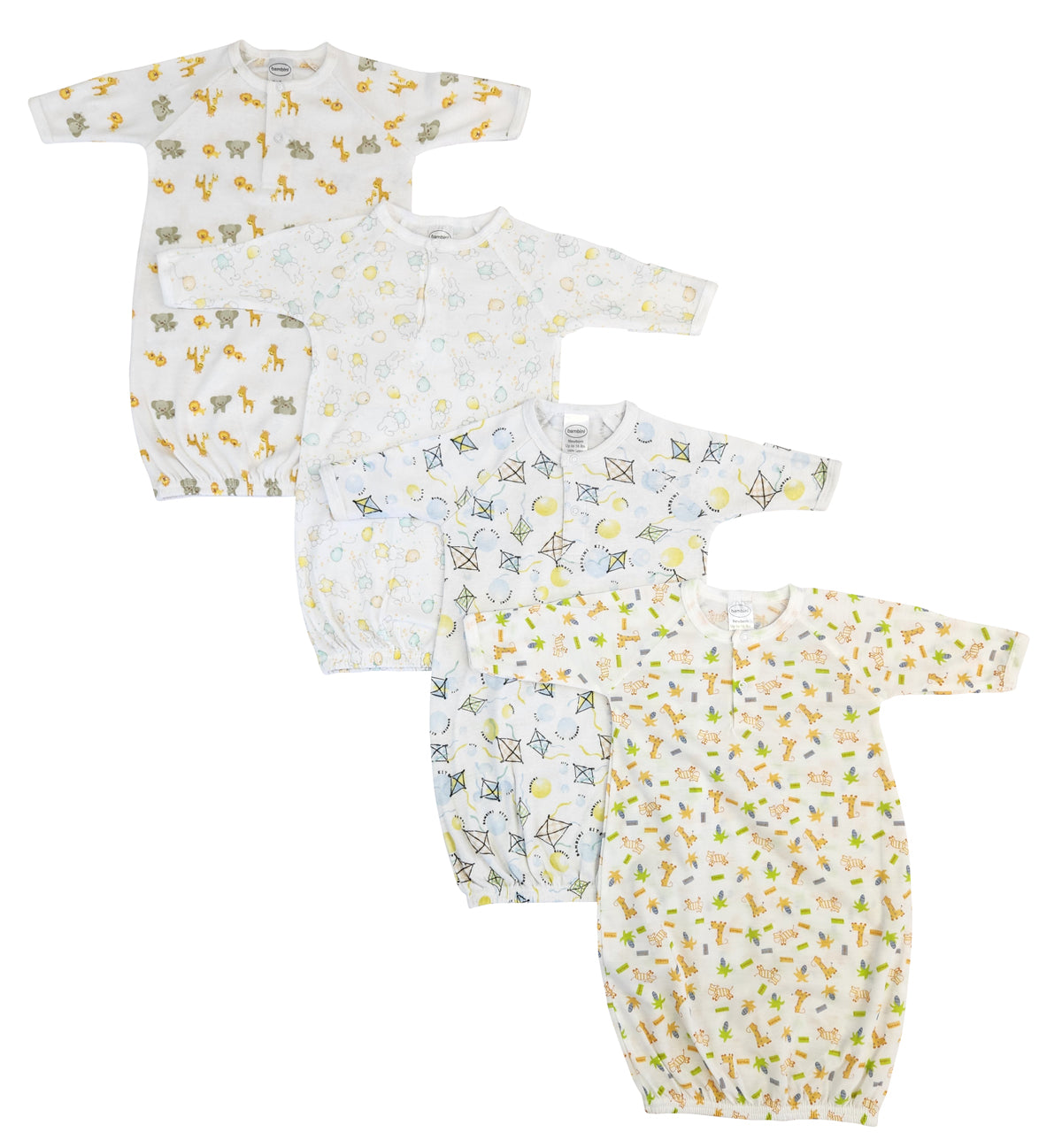 Unisex Newborn Baby 4 Piece Gown Set