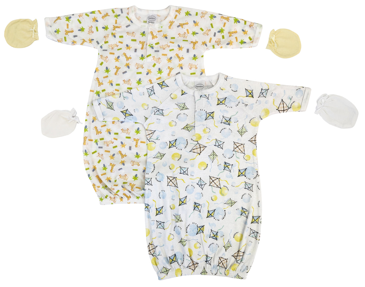 Unisex Newborn Baby 4 Piece Gown Set