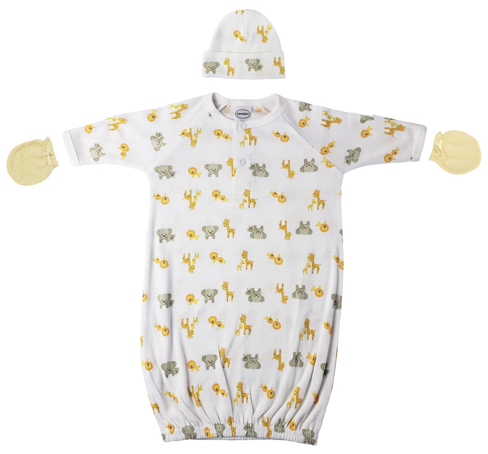 Unisex Newborn Baby 3 Piece Gown Set