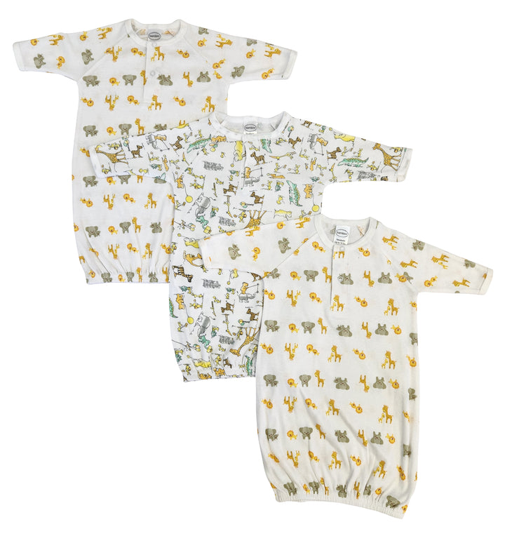 Unisex Newborn Baby 3 Piece Gown Set