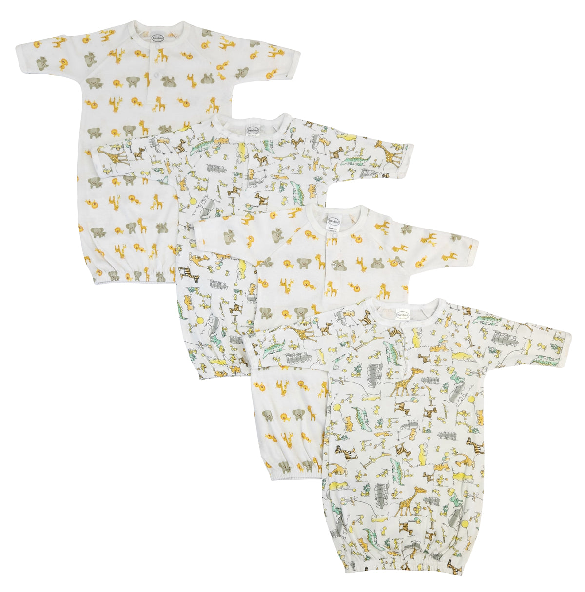 Unisex Newborn Baby 4 Piece Gown Set
